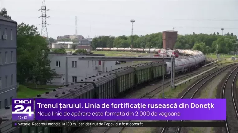 Rusii au construit o linie de aparare de 30 de kilometri formata din 2.000 de vagoane in Ucraina